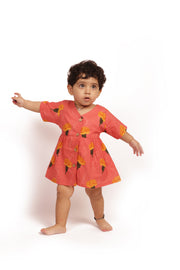 Organic Cotton Frock| Infants and Toddlers| Marigold Pink