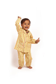 Organic Cotton Orange Green Checks Night Suit
