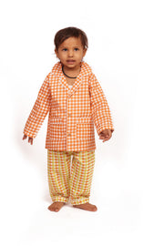 Organic Cotton Orange Checks Night Suit