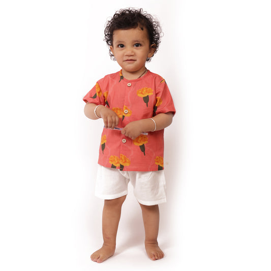 Organic Cotton Marigold Pink Jhabla Set