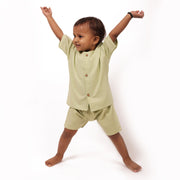 Organic Cotton Plain Jhabla Set Green
