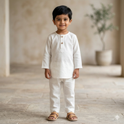 Organic Cotton Unisex Plain White Kurta Set