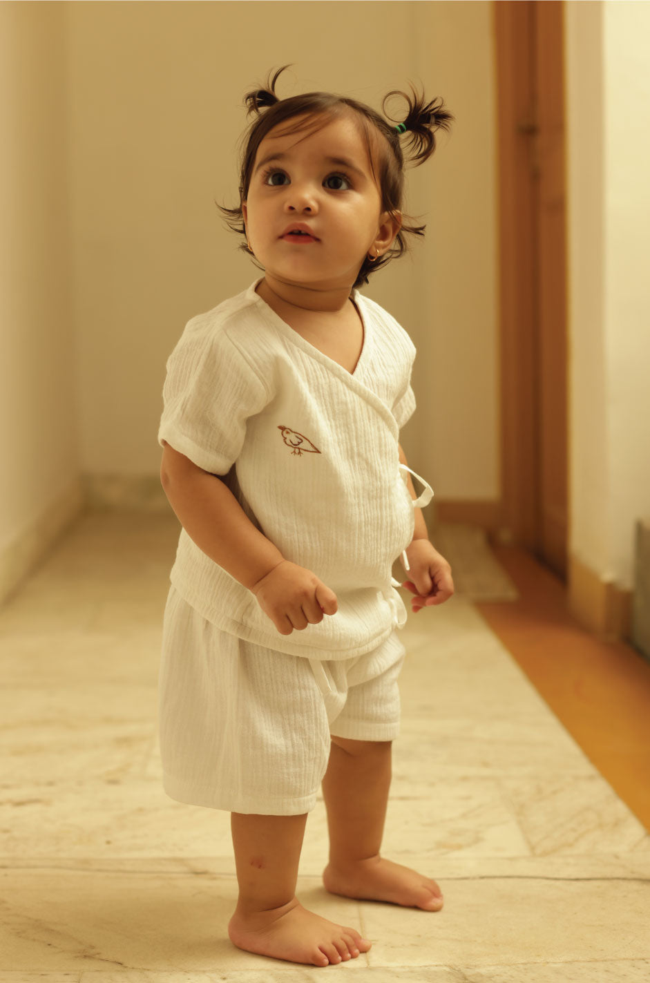 Muslin Jhabla Set- Bird