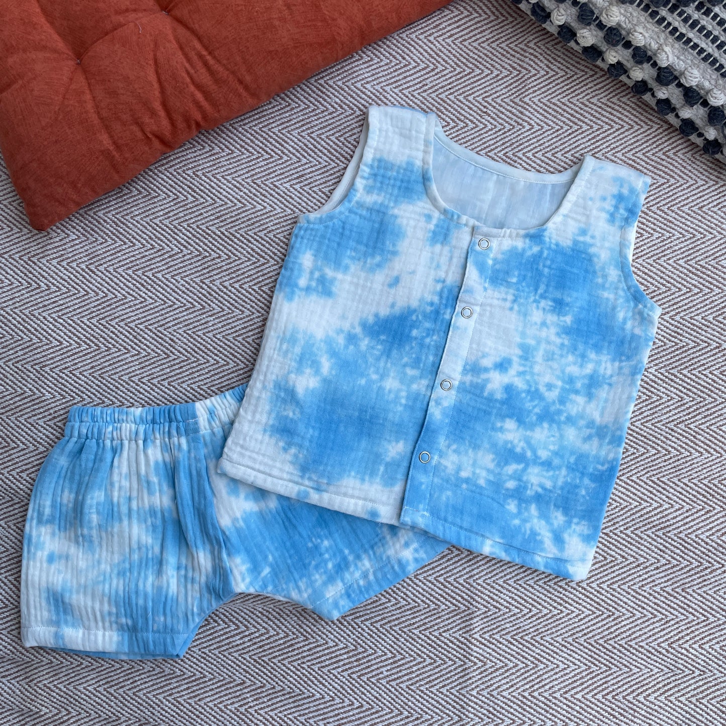 Tie-Dye Jhabla Set(Blue)