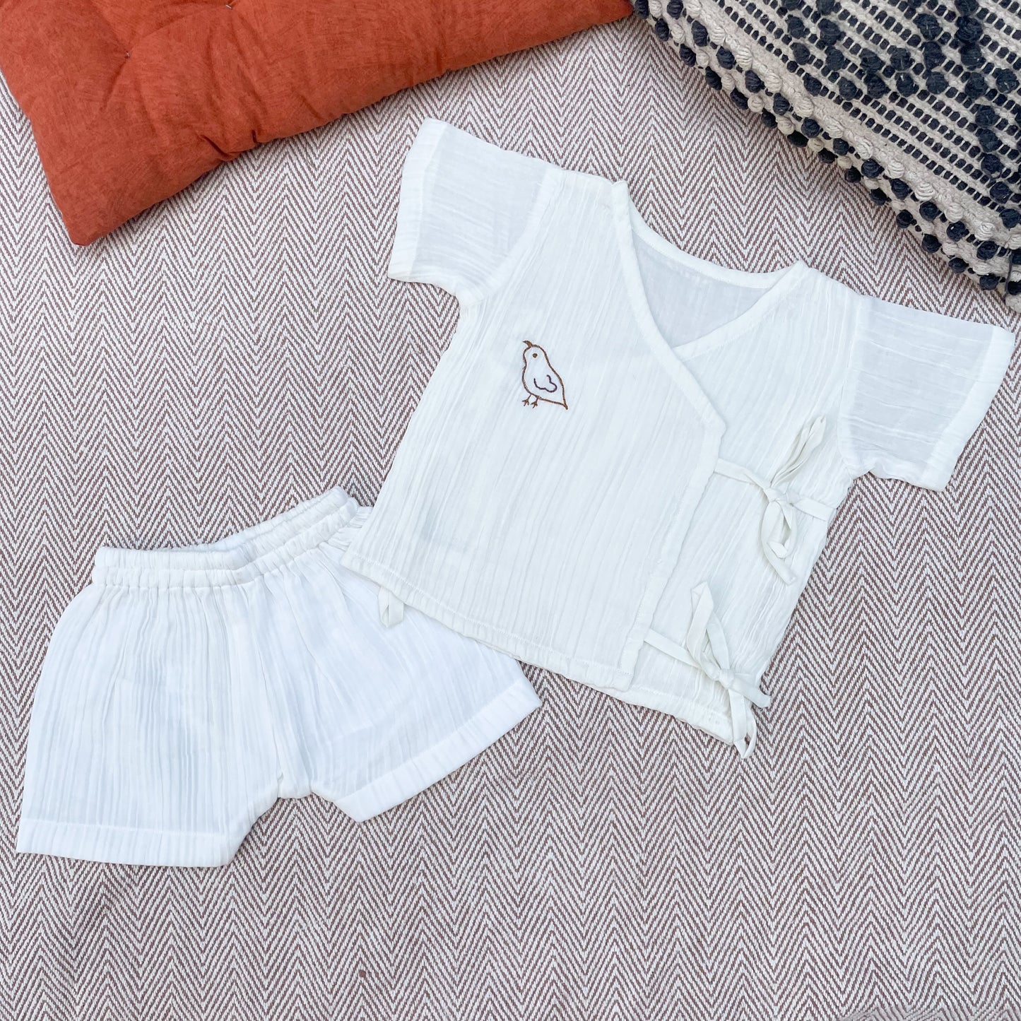 Muslin Jhabla Set- Bird