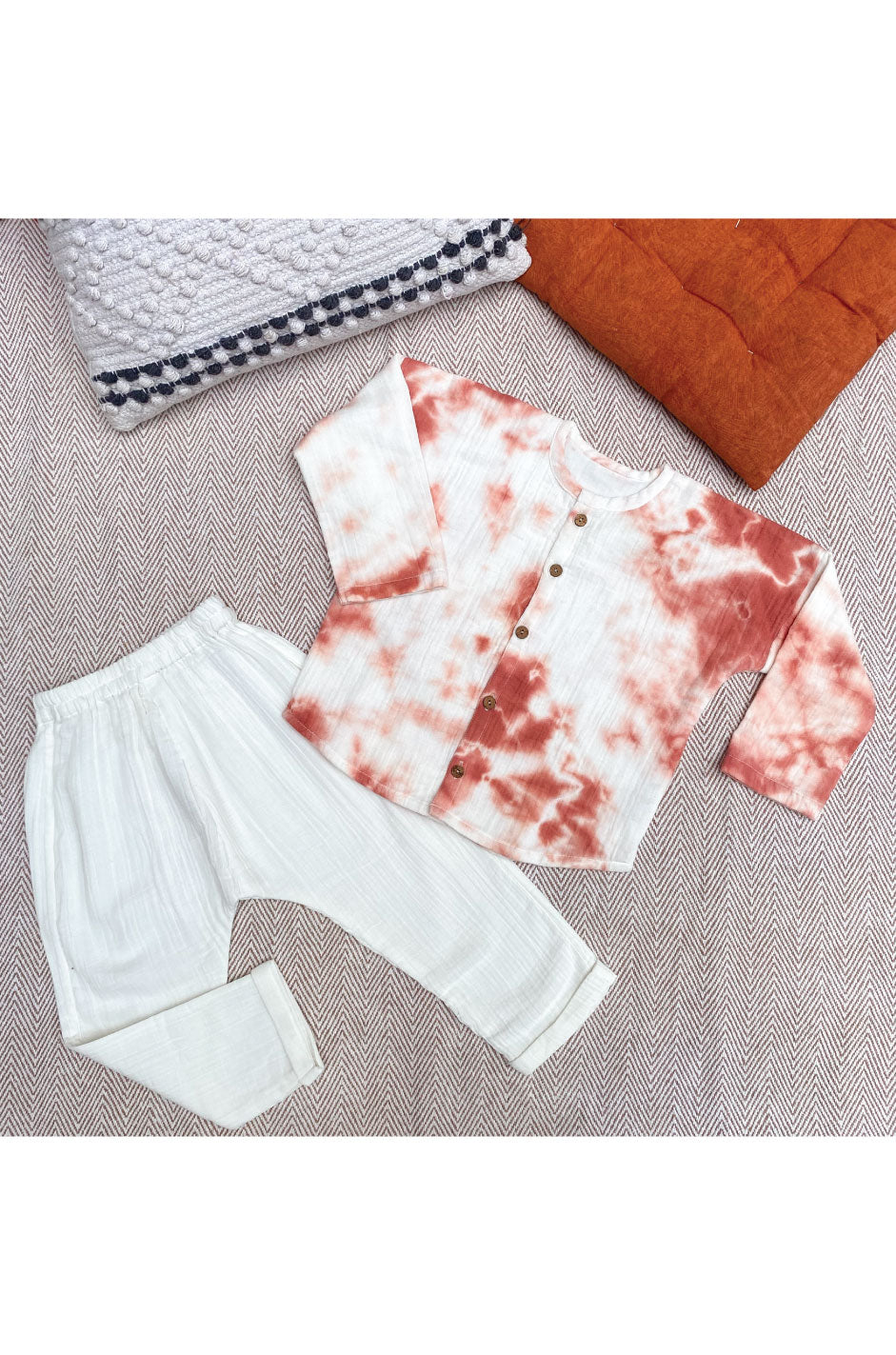 Rust Tie-Dye Crinkled Muslin Co-ord