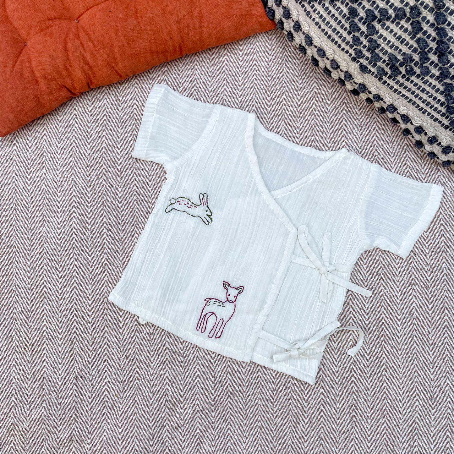 Crinkled Muslin Jhabla Set- Forest