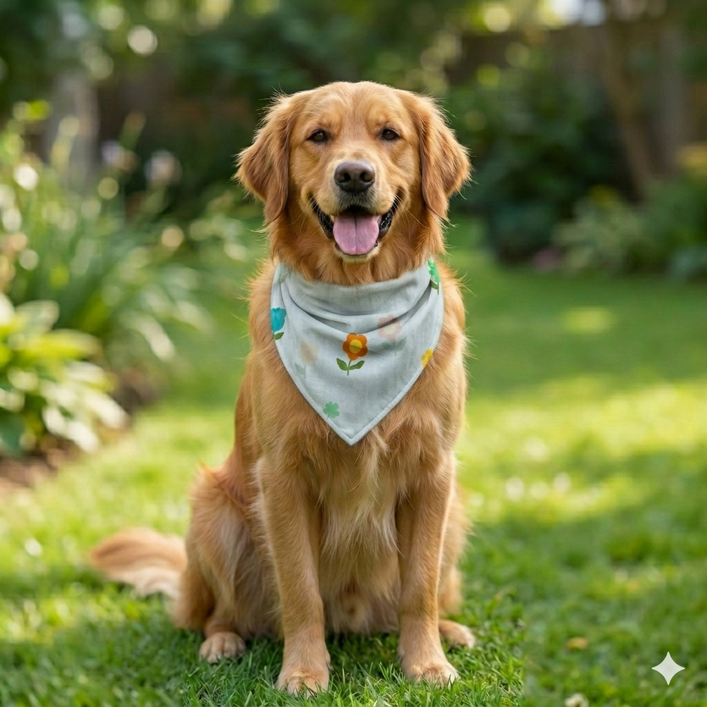 Organic Cotton White Floral Scarf for Pets