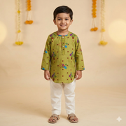 Organic Cotton Unisex 'Gudi Padwa/ Ugadi' Kurta Set- Green