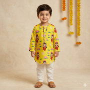 Chanderi Unisex 'Goddess Lakshmi' Kurta Set