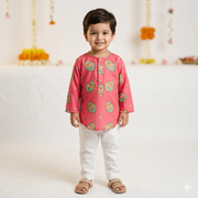 Chanderi Unisex 'In the Light of Lord Ganesha' Kurta Set