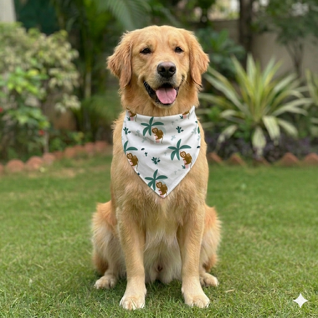 Organic Cotton Monkey Print Scarf for Pets