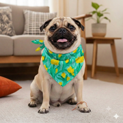 Organic Cotton Green Floral Print Scarf for Pets