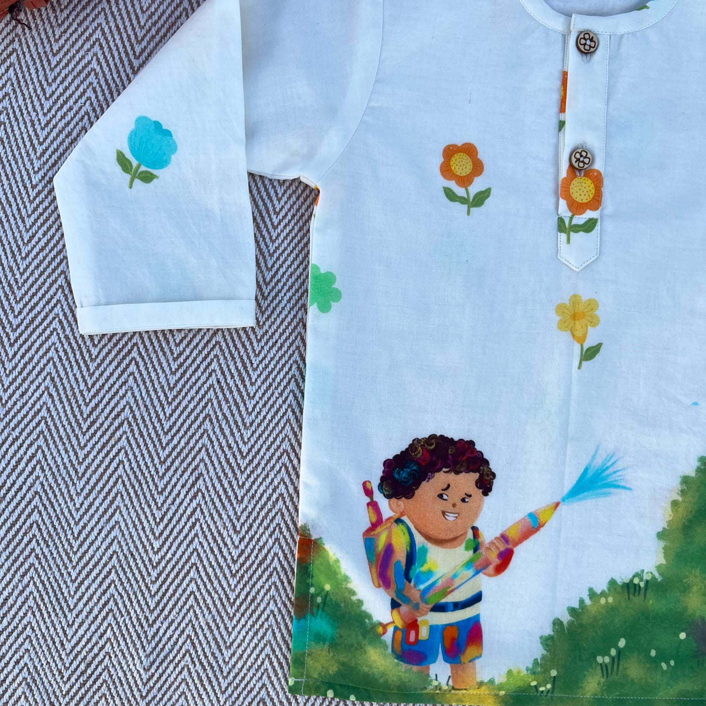 Organic Cotton Unisex 'Pichkari Party' Kurta