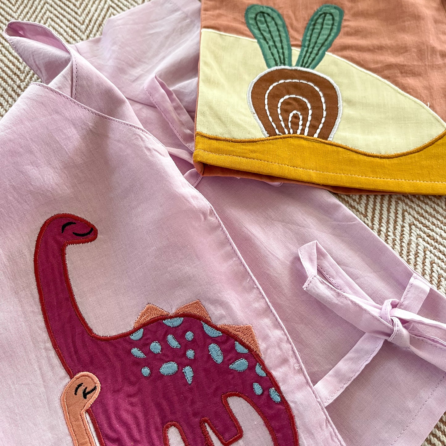 Set of two voile jhablas- Beetroot and Dino