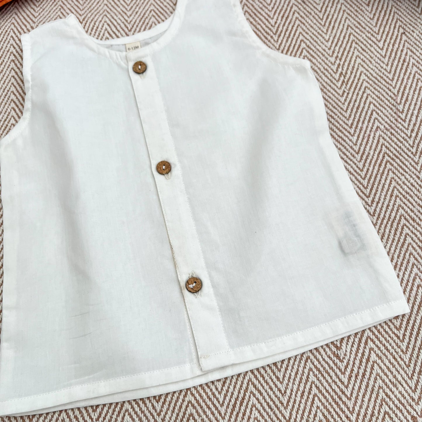 Organic Cotton Plain Jhabla Set White