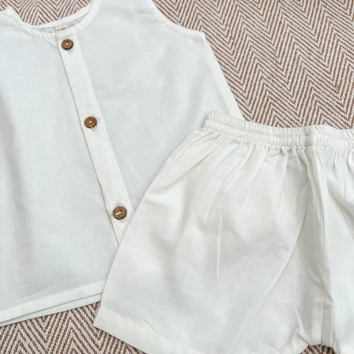 Organic Cotton Plain Jhabla Set White