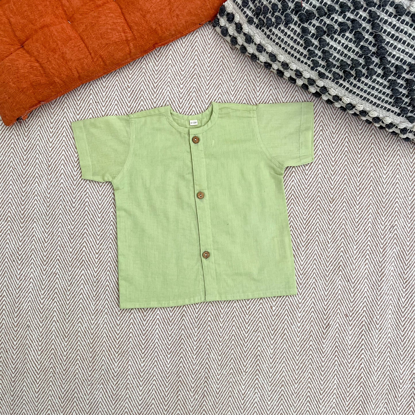 Organic Cotton Plain Jhabla Set Green