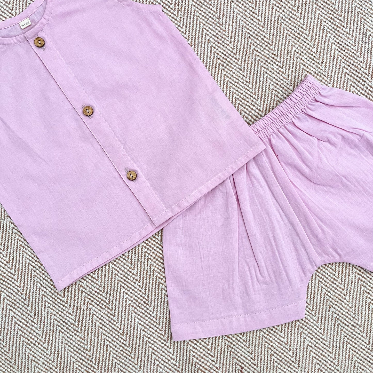 Organic Cotton Plain Jhabla Set Lavender