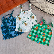 Organic Cotton Set of 3 Printed Unisex Tie-up Jhablas- Blue Floral