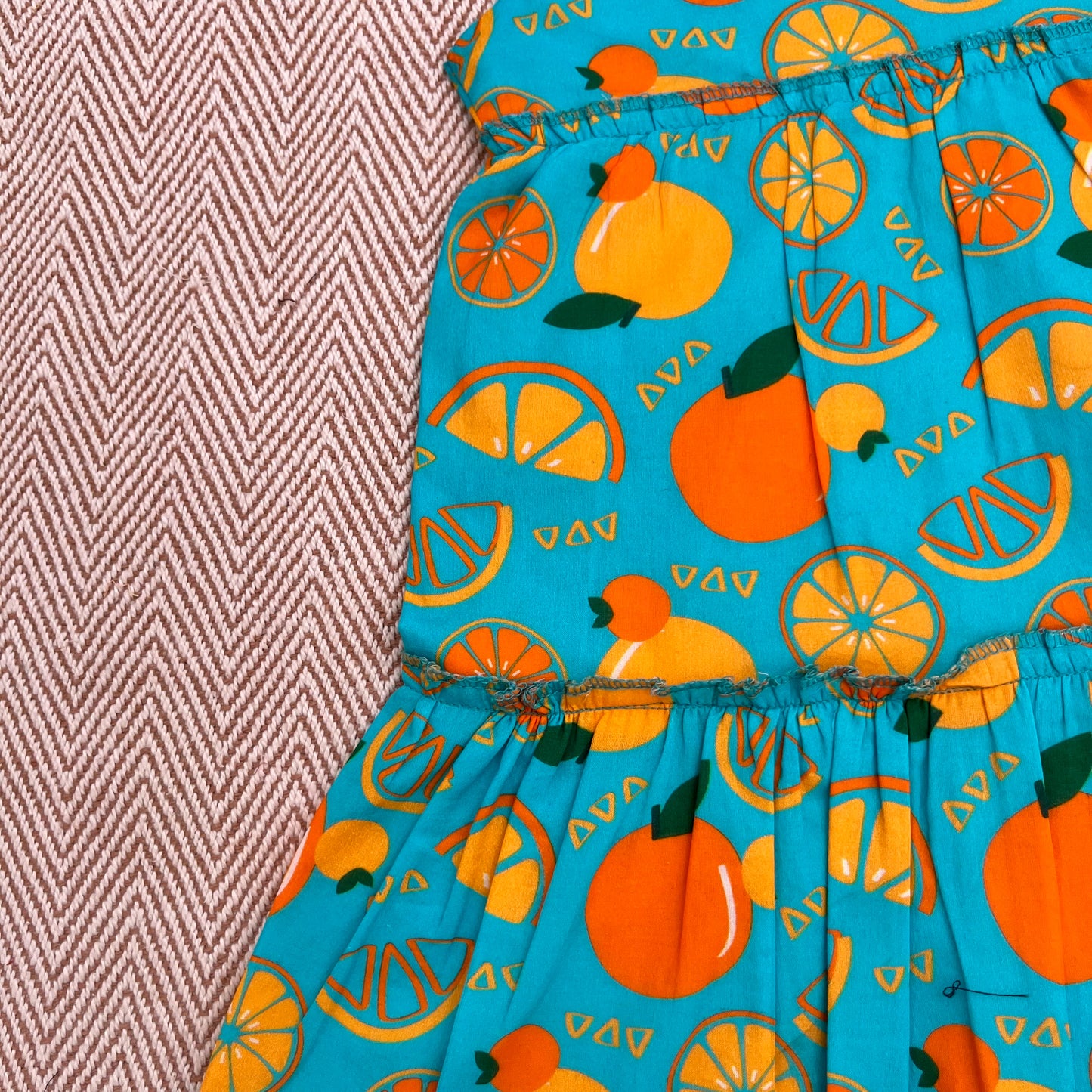 Organic cotton oranges print frock for infants, toddlers and kids-perfect for festive occasions