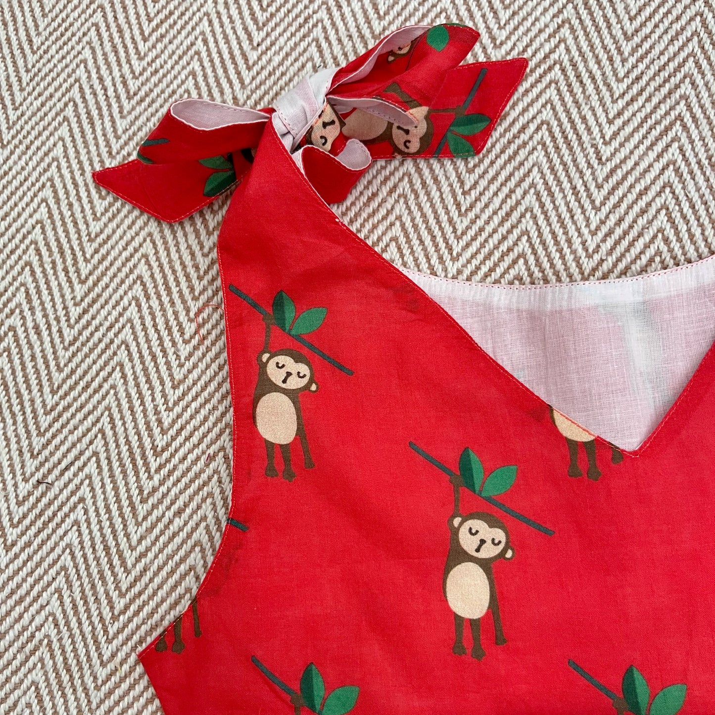 Organic cotton monkey print frock for infants, toddlers and kids-perfect for festive occasions