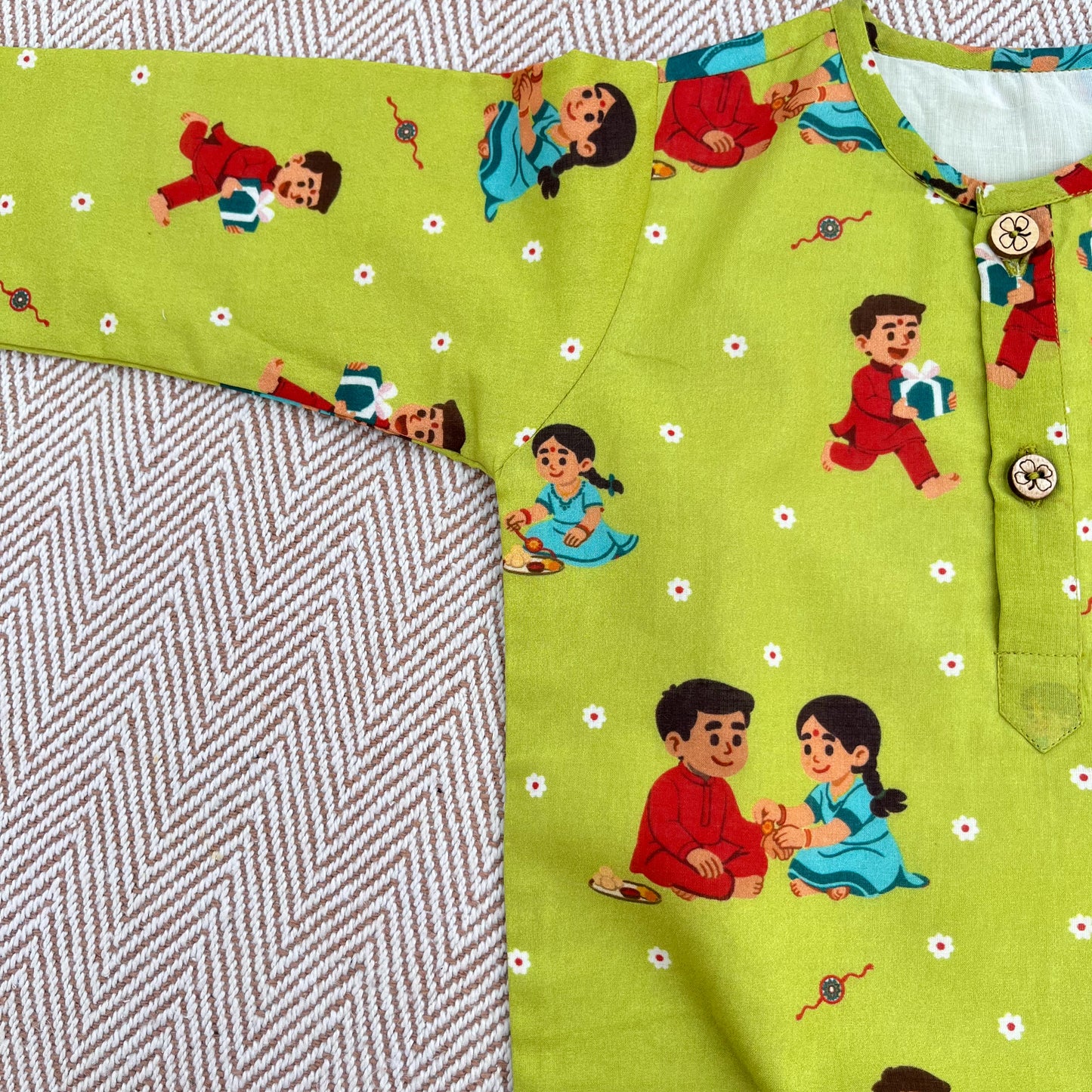 Organic Cotton Unisex 'Threads of Love'- Rakhi Kurta Set