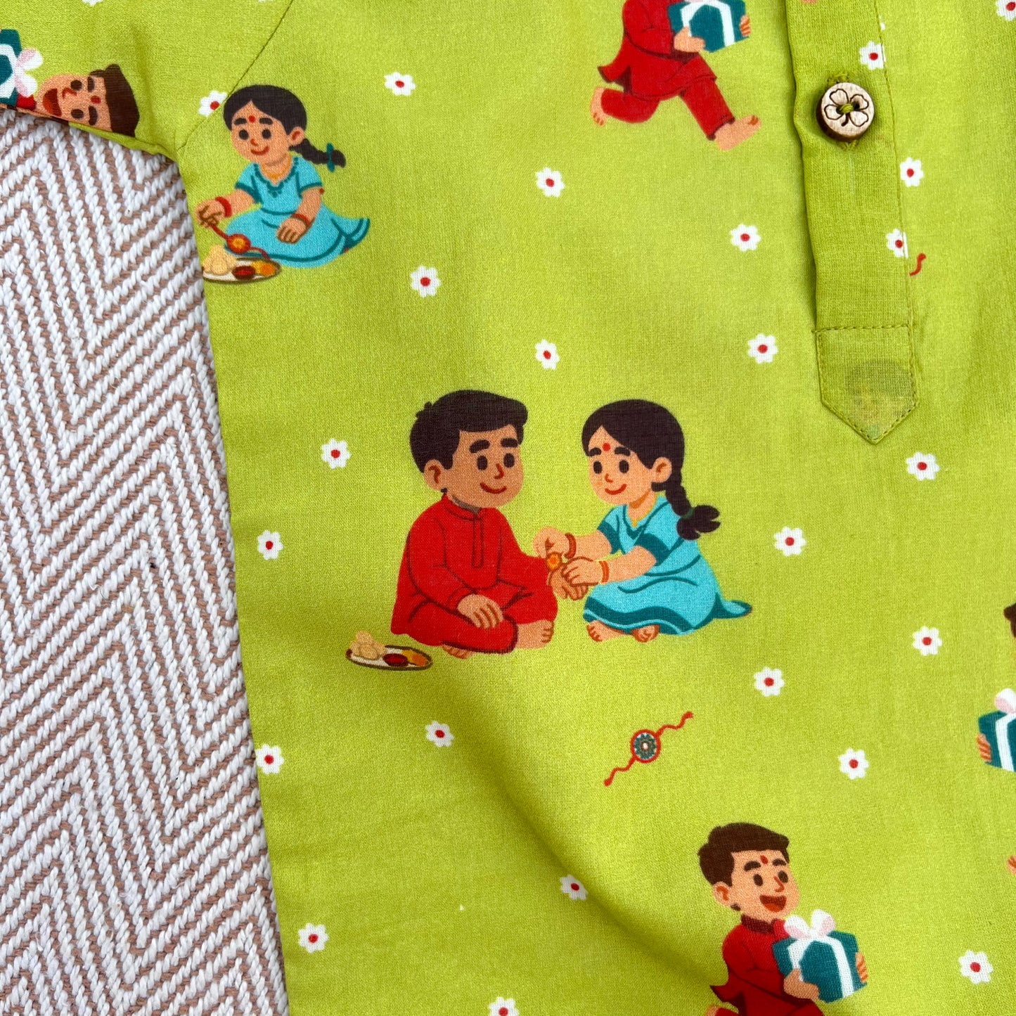 Organic Cotton Unisex 'Threads of Love'- Rakhi Kurta Set