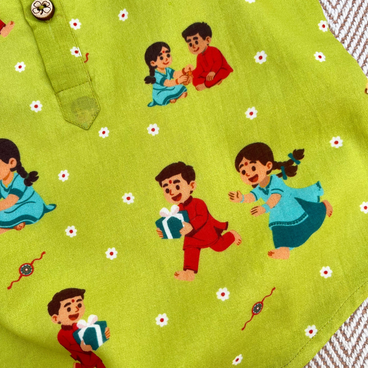 Organic Cotton Unisex 'Threads of Love'- Rakhi Kurta Set