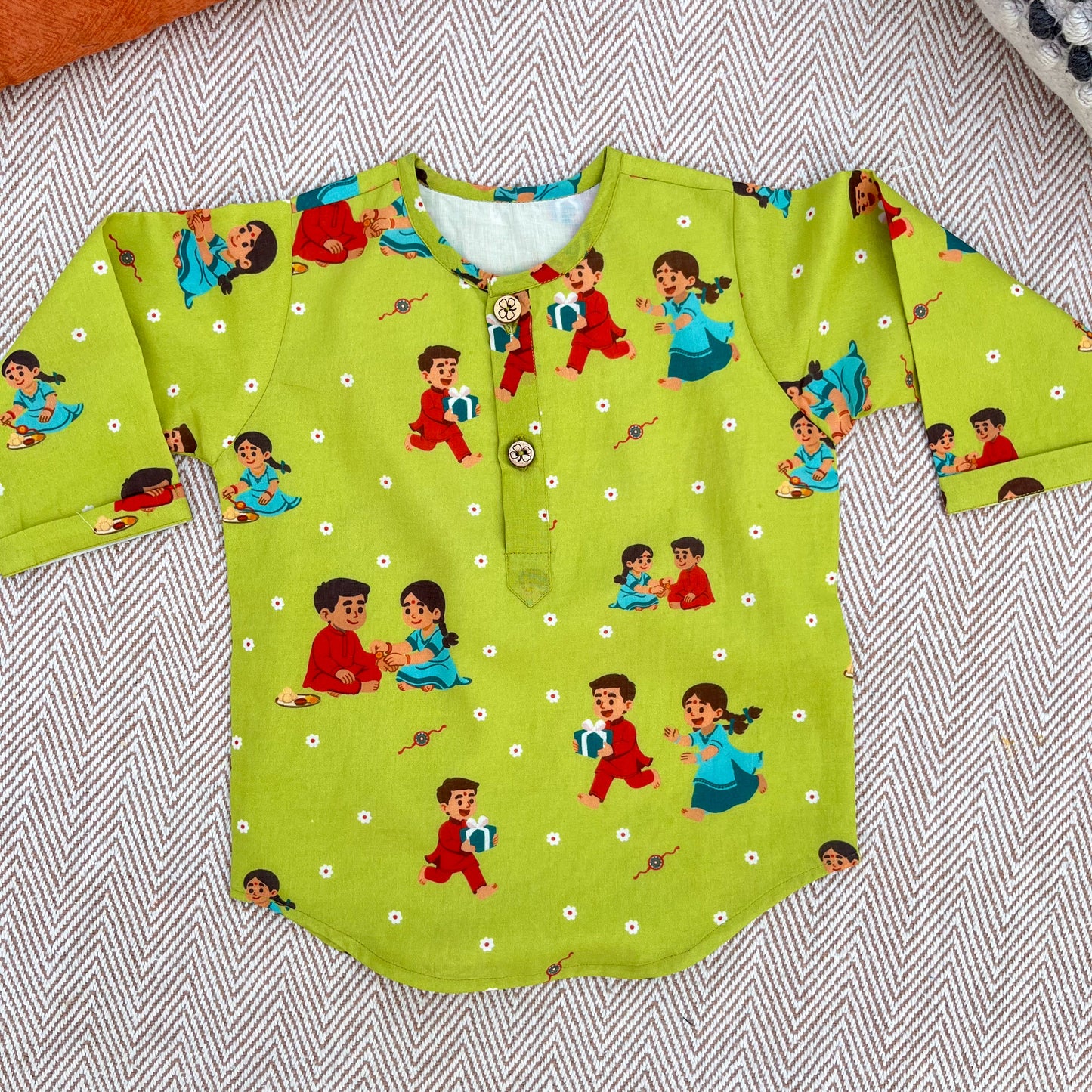 Organic Cotton Unisex 'Threads of Love'- Rakhi Kurta Set