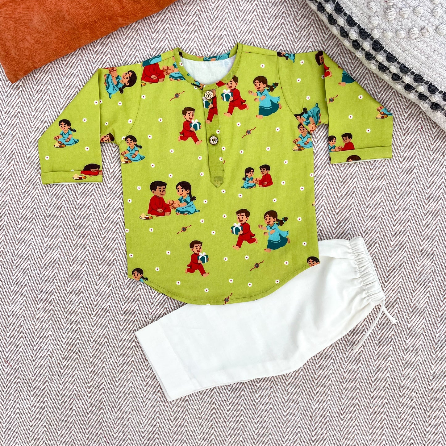 Organic Cotton Unisex 'Threads of Love'- Rakhi Kurta Set