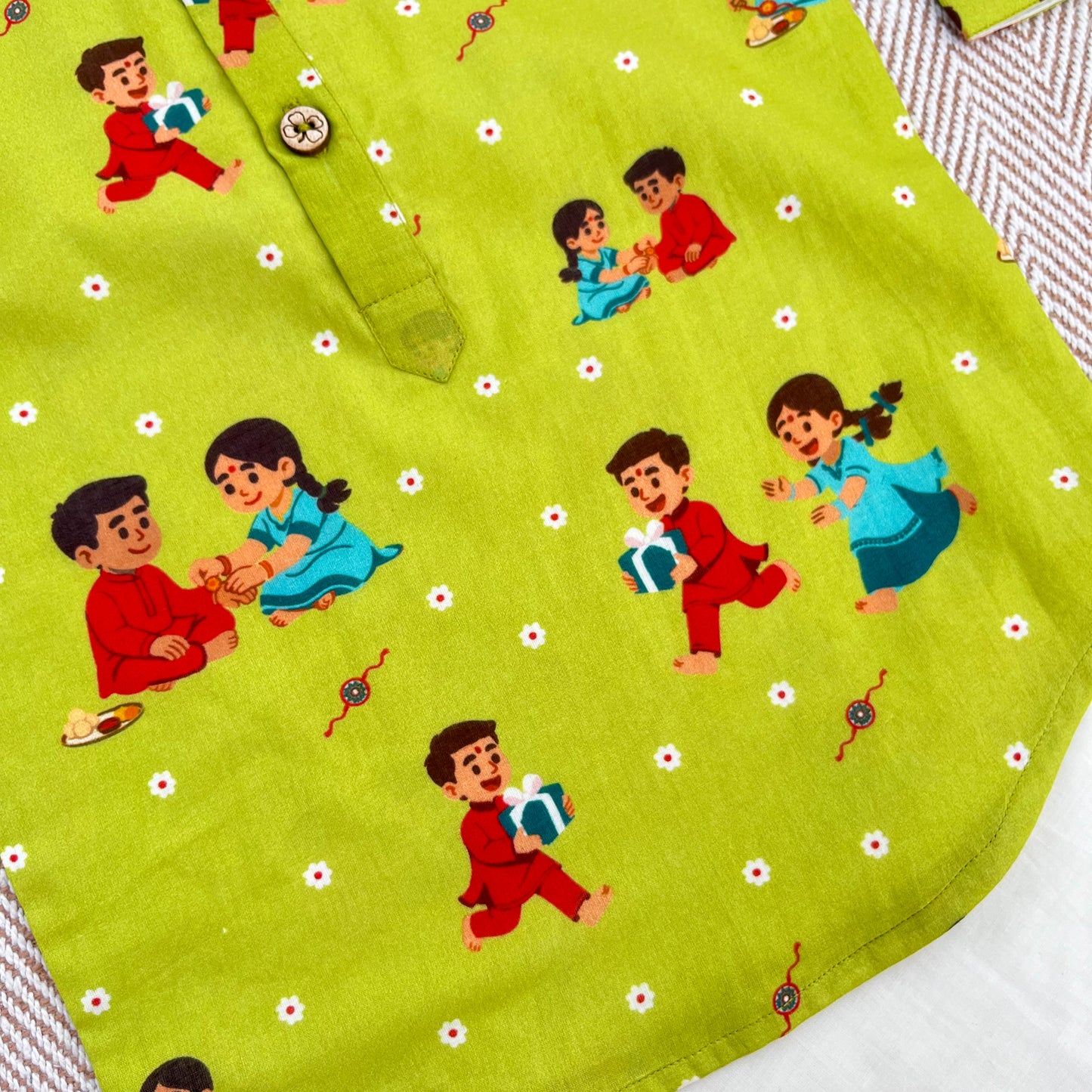 Organic Cotton Unisex 'Threads of Love'- Rakhi Kurta Set