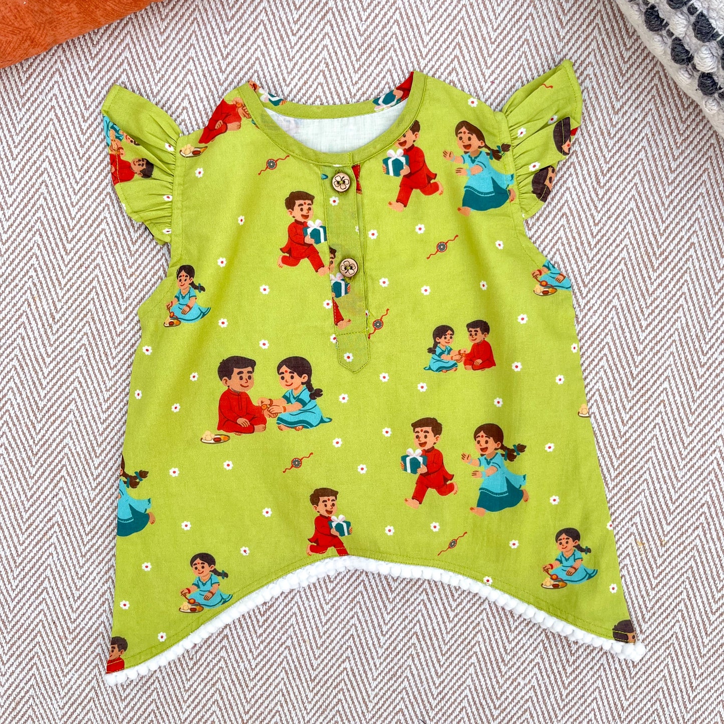 Organic Cotton 'Threads of Love'- Rakhi Kurta for Girls