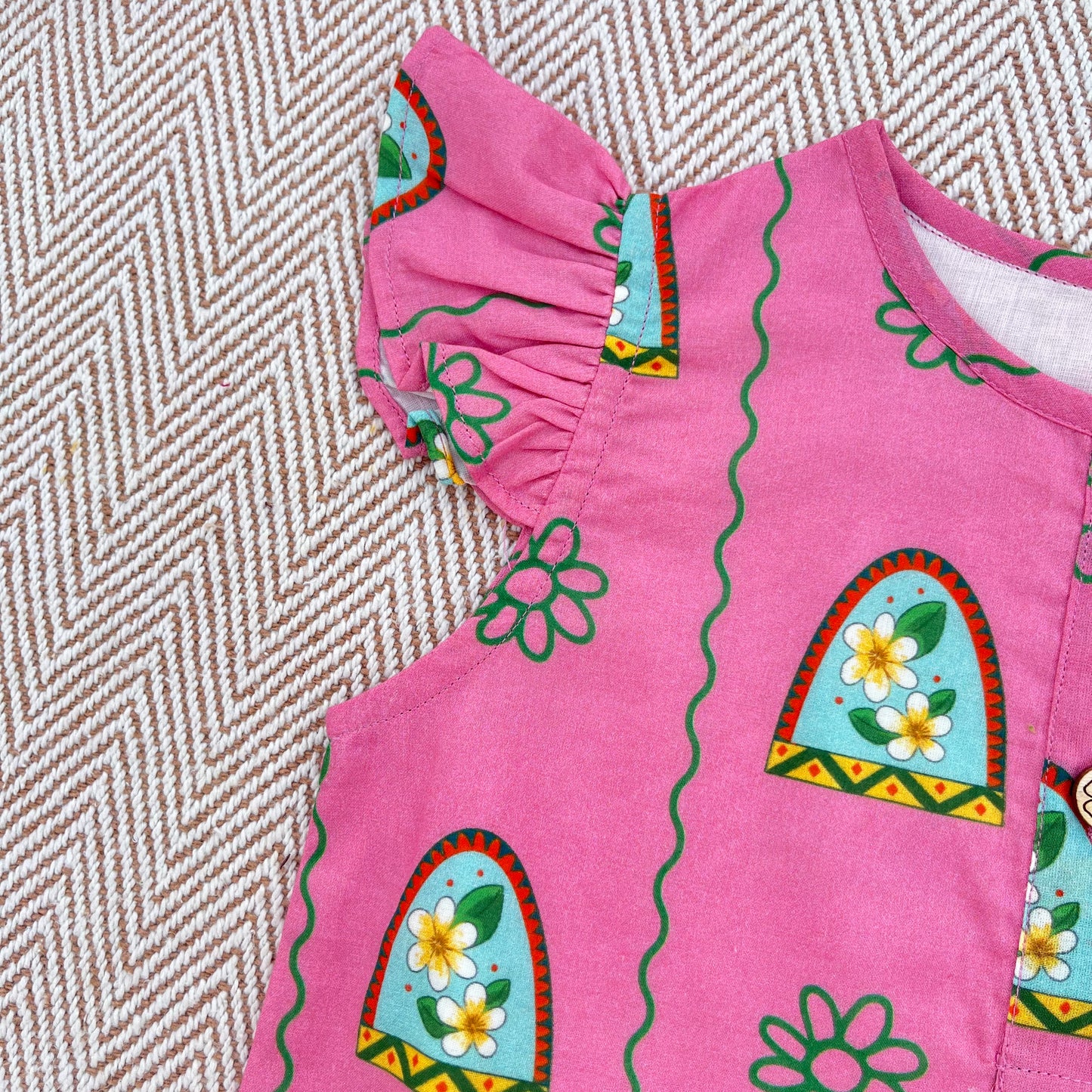 'Nani Ghar ka Champa'- Organic Cotton Pink Floral Kurta for Girls
