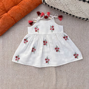 Chanderi Floral Embroidered Tie-up Frock