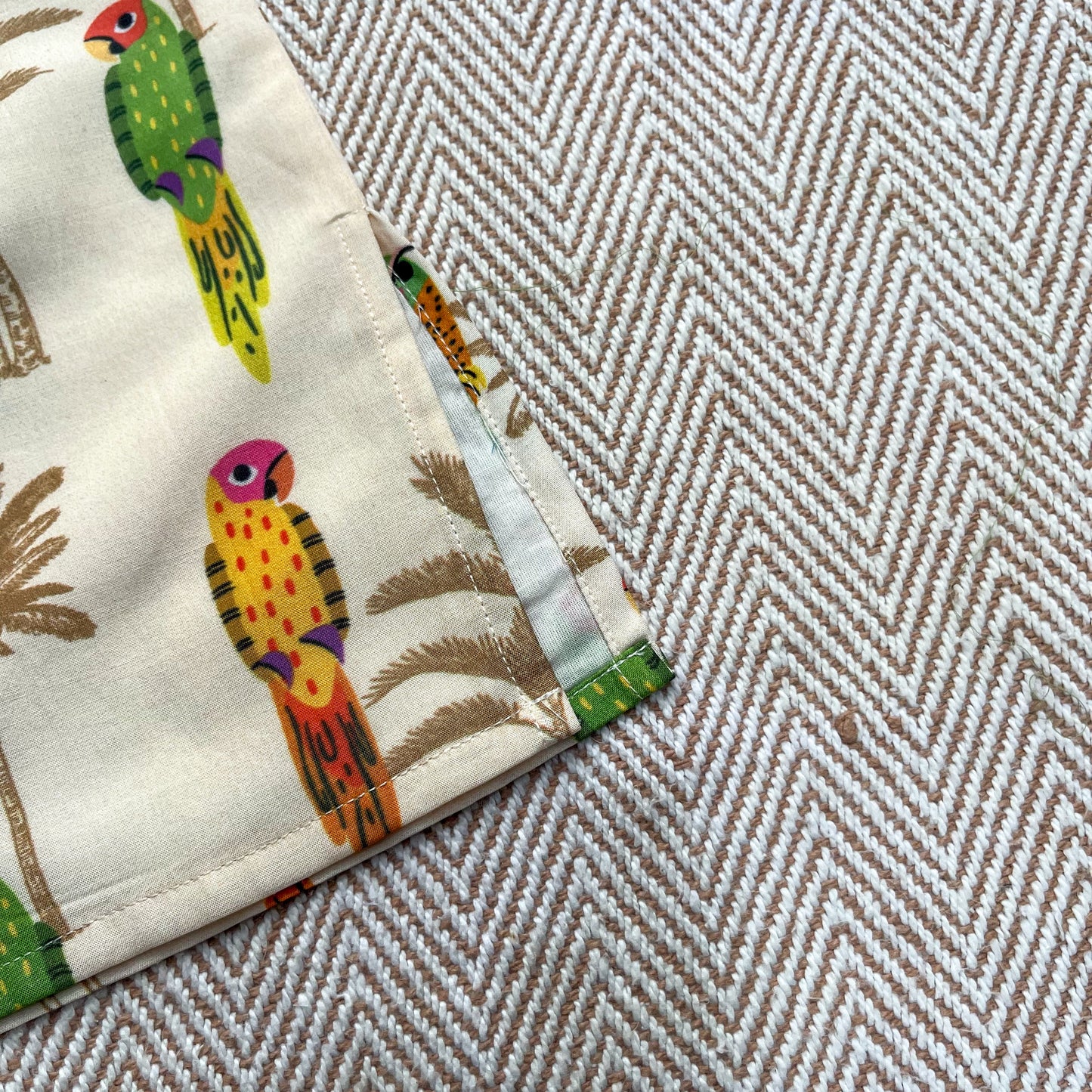 Mul Chanderi 'Parrot Party' Kurta Set for Boys