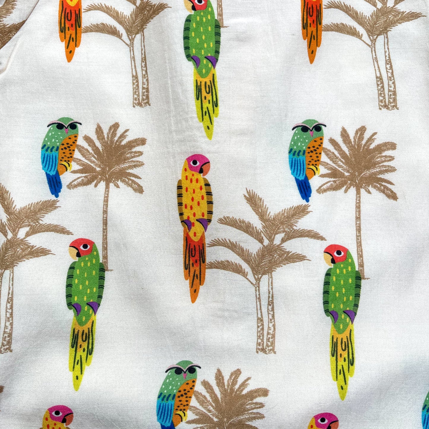 Mul Chanderi 'Parrot Party' Kurta Set for Girls