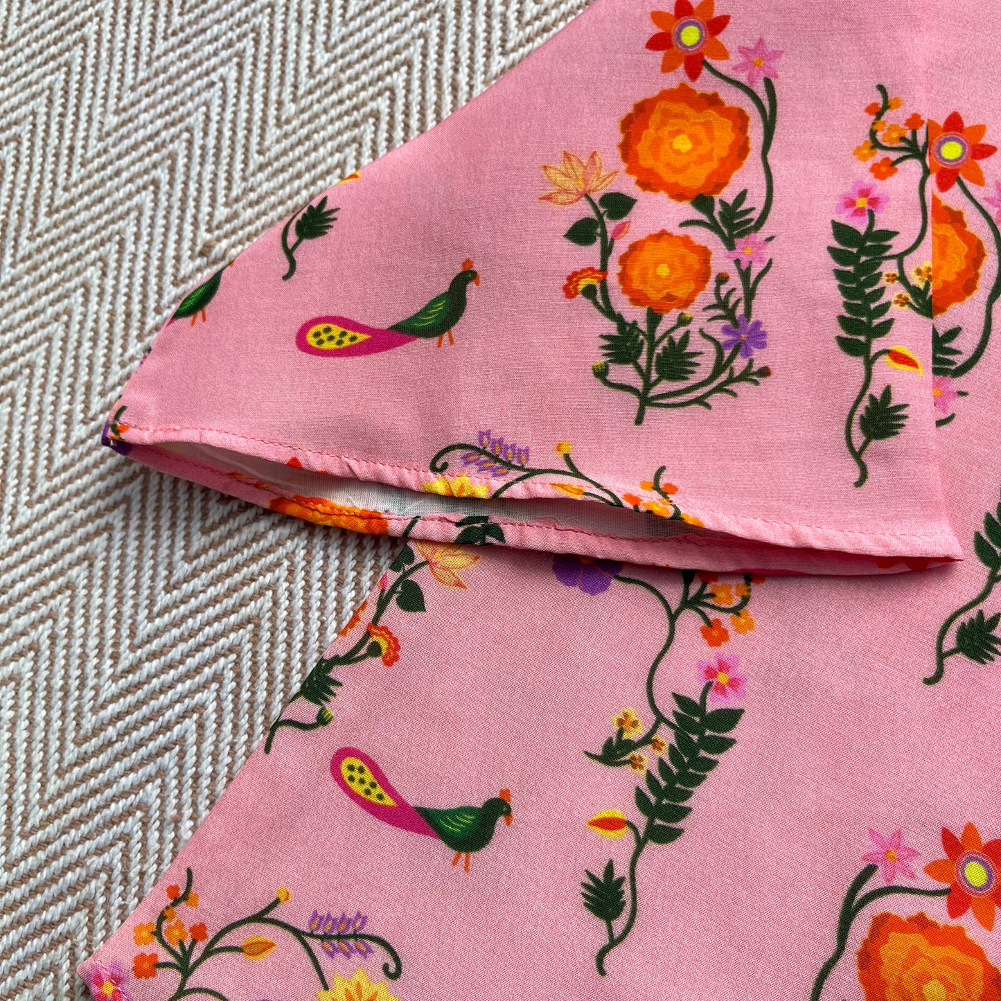 Mul Chanderi 'The Pink City's Peacock' Kurta Set for Girls