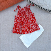 Organic Cotton Red Floral Tie-Up Co-ord Set