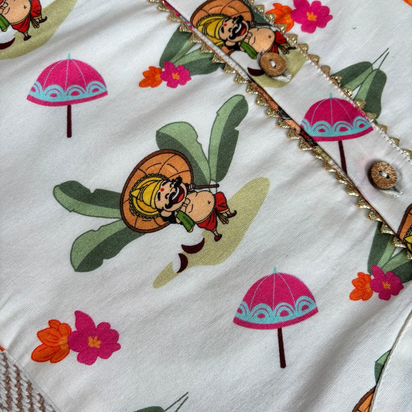 Mul Chanderi "Mahabali Print" kurta with Munddu