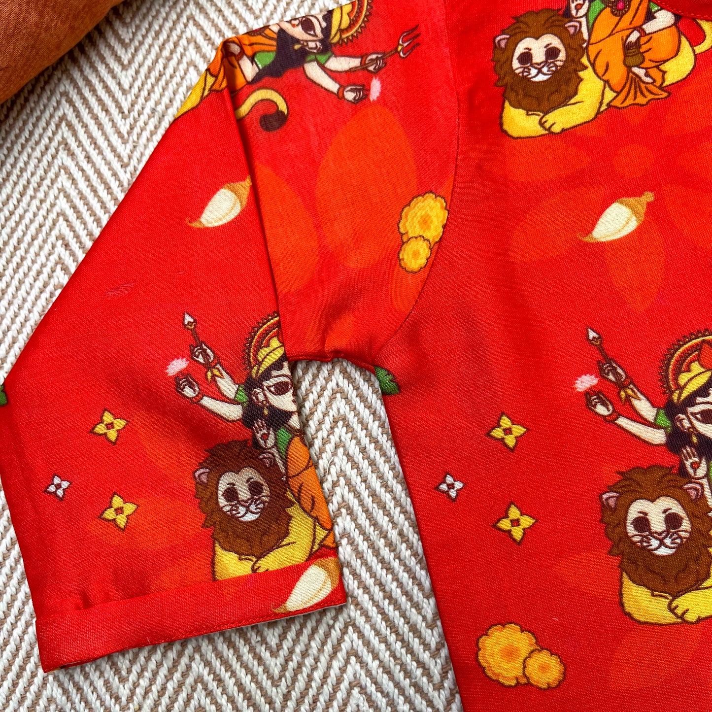 Chanderi Unisex 'Goddess Durga' Kurta Set