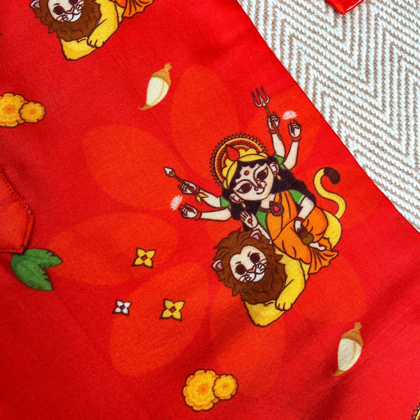 Chanderi Unisex 'Goddess Durga' Kurta Set