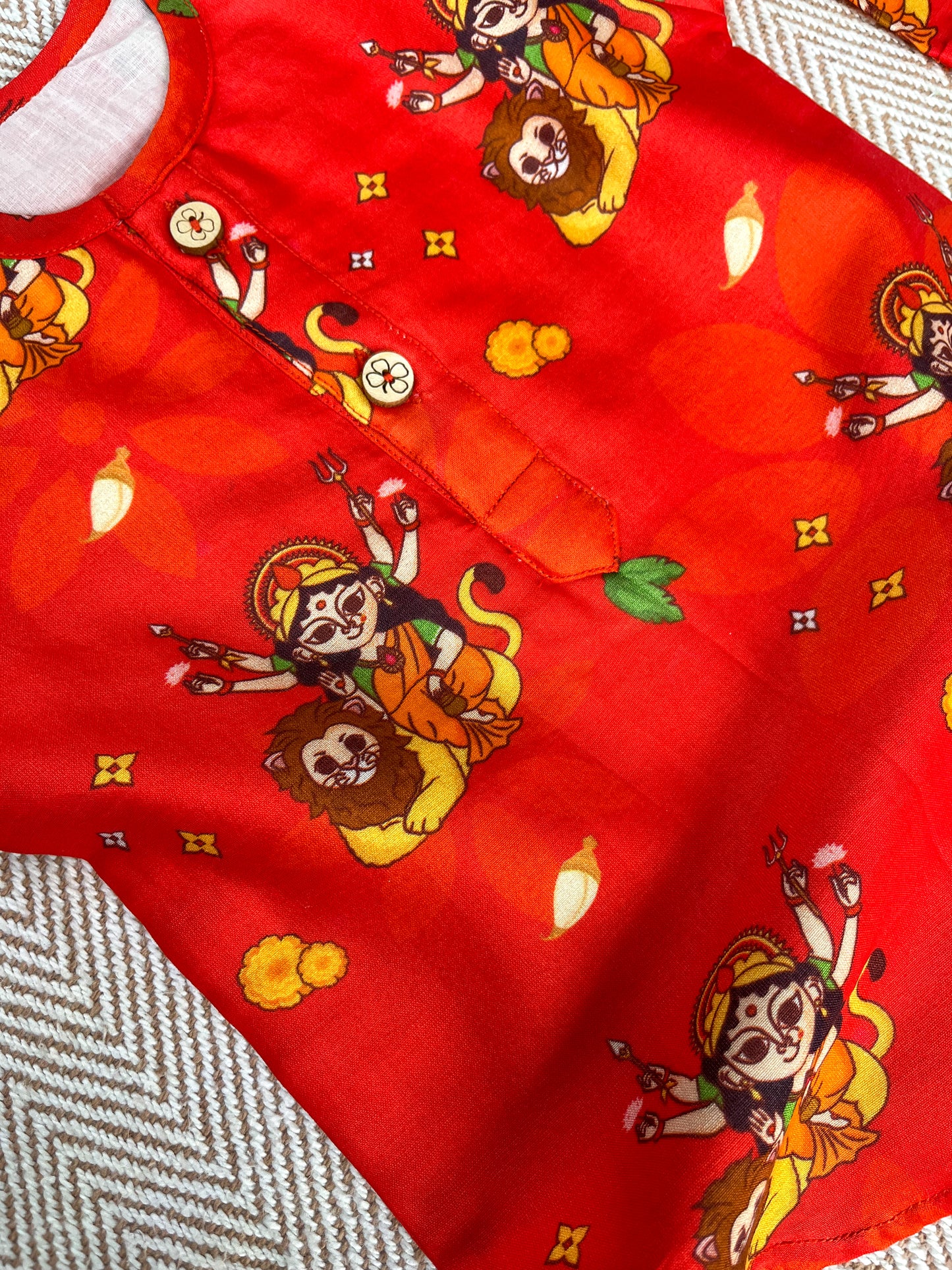 Chanderi Unisex 'Goddess Durga' Kurta Set