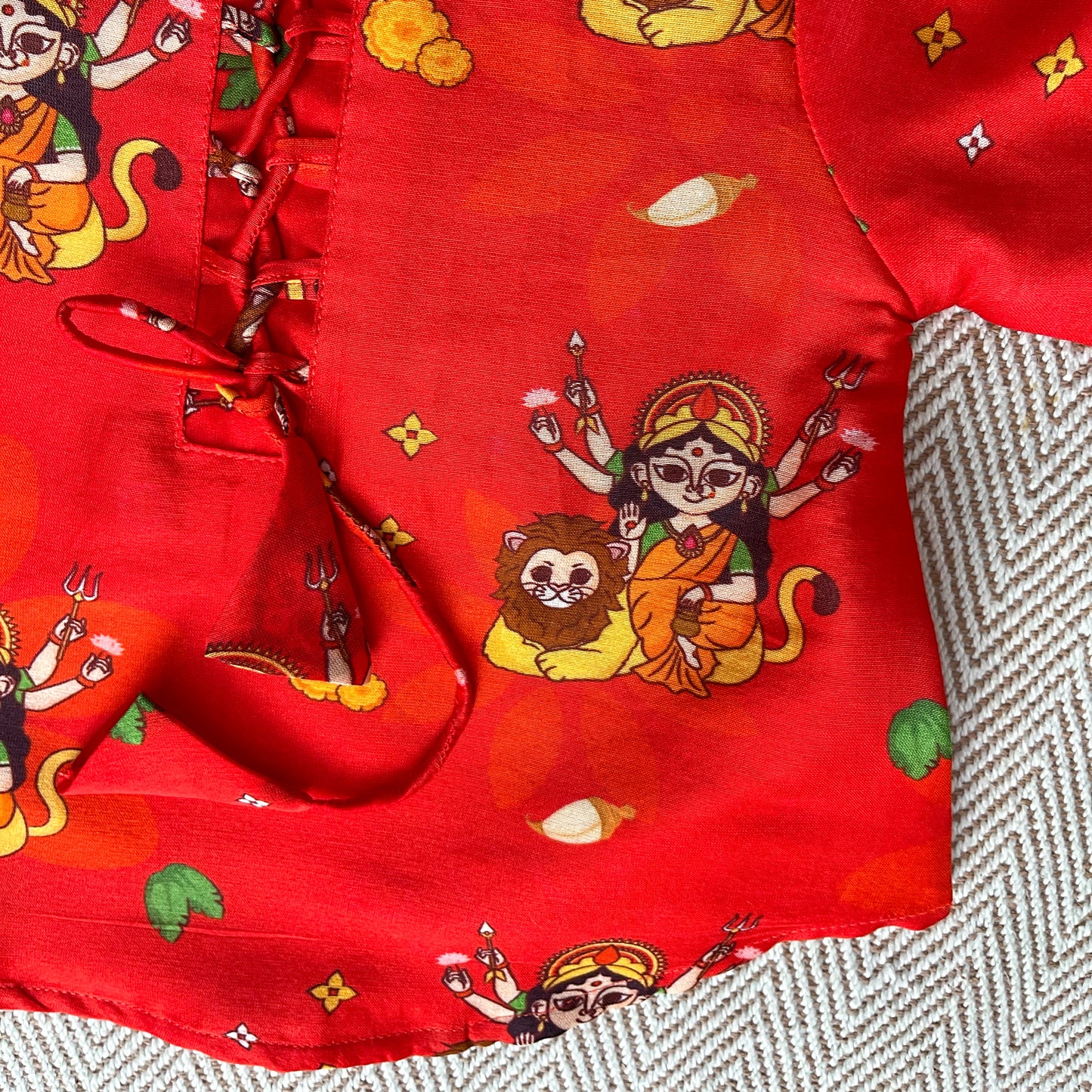 Chanderi 'Goddess Durga' Kurta Set for Girls