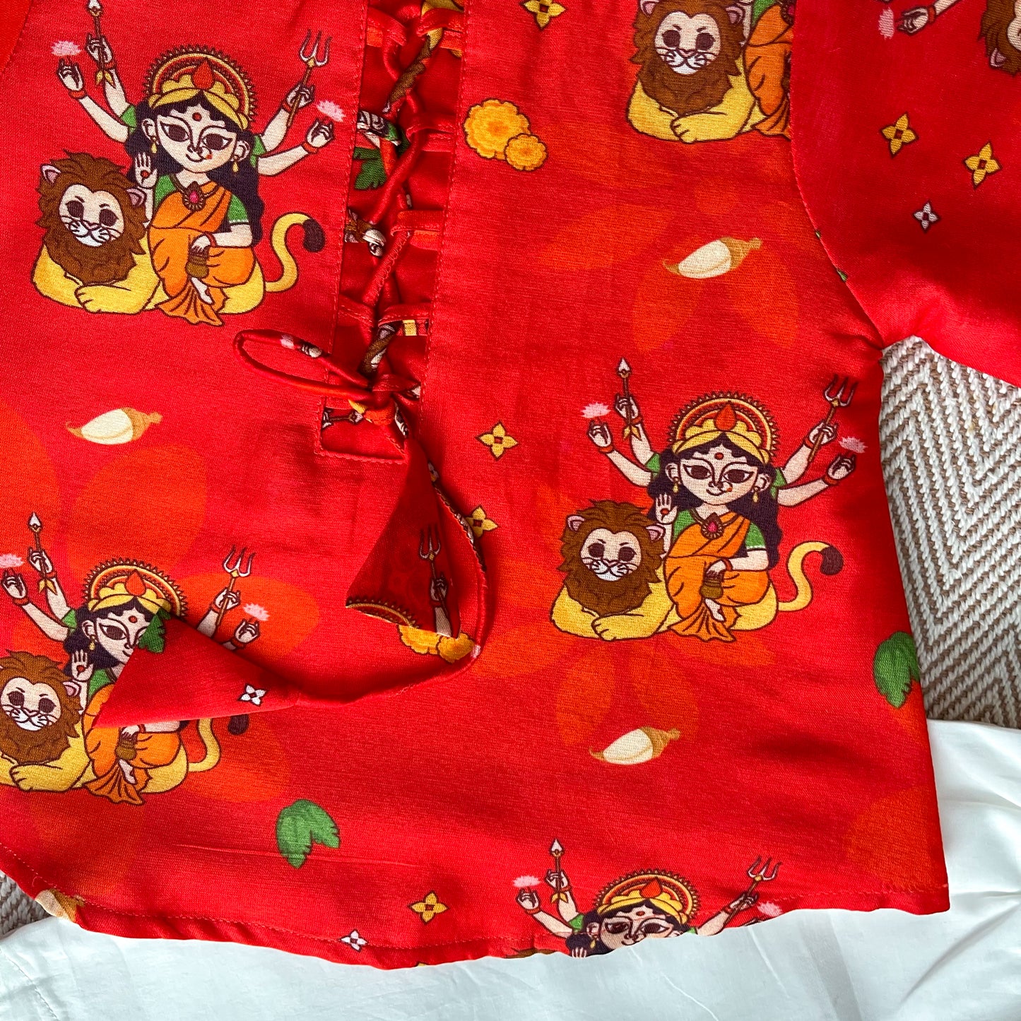 Chanderi 'Goddess Durga' Kurta Set for Girls