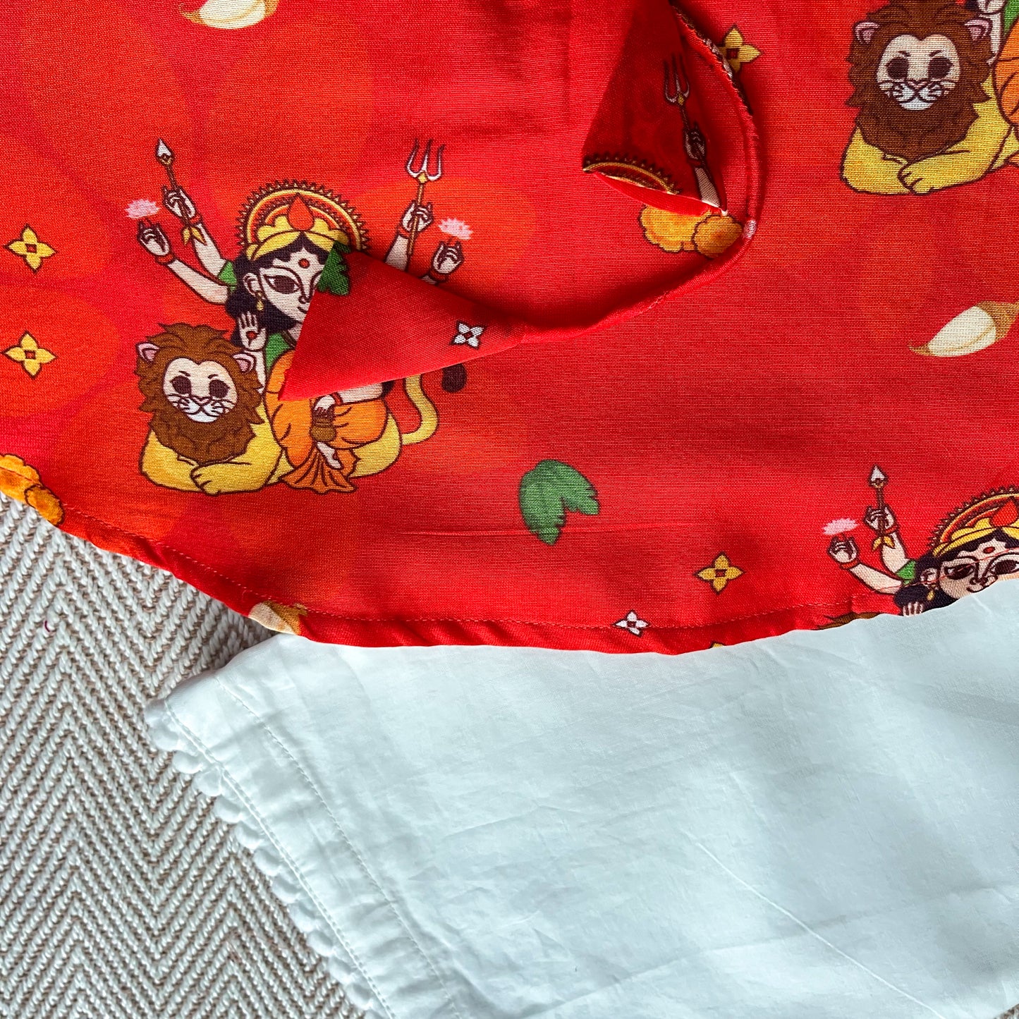 Chanderi 'Goddess Durga' Kurta Set for Girls