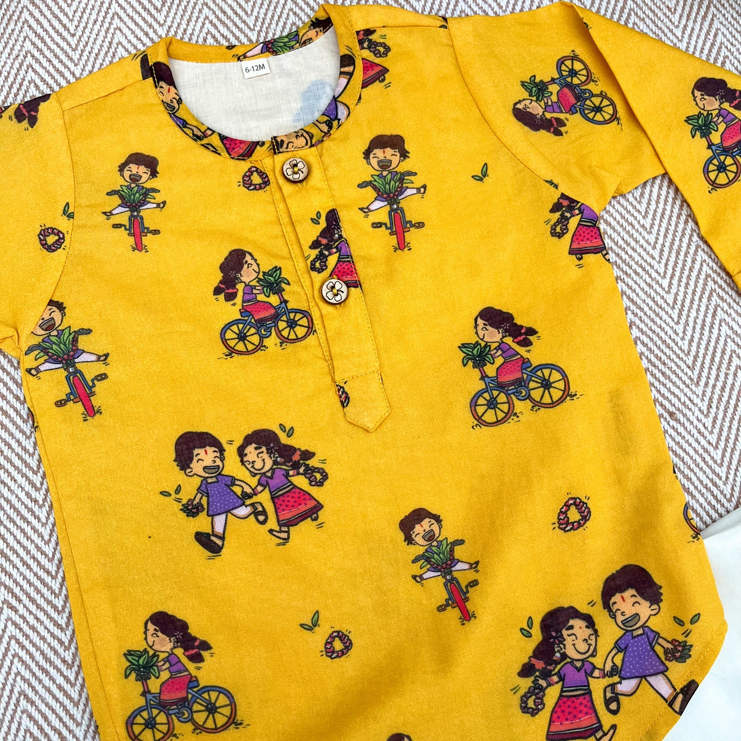 Organic Cotton Unisex 'Thank You, Dear Bicycle' Kurta Set