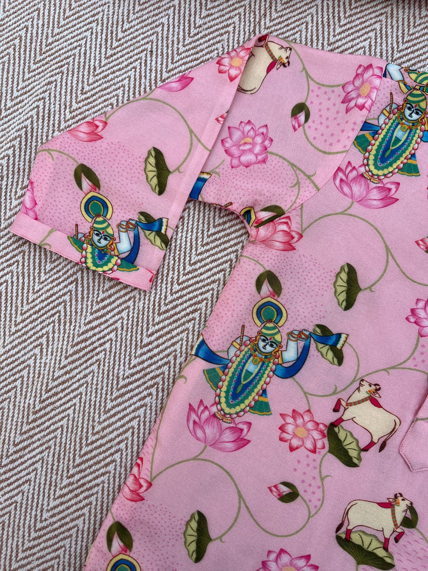 Chanderi Unisex Pichwai Print Kurta