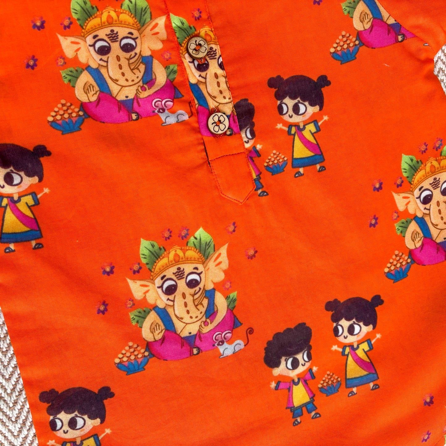 Organic Cotton Unisex 'My Friend Ganesha' Kurta Set