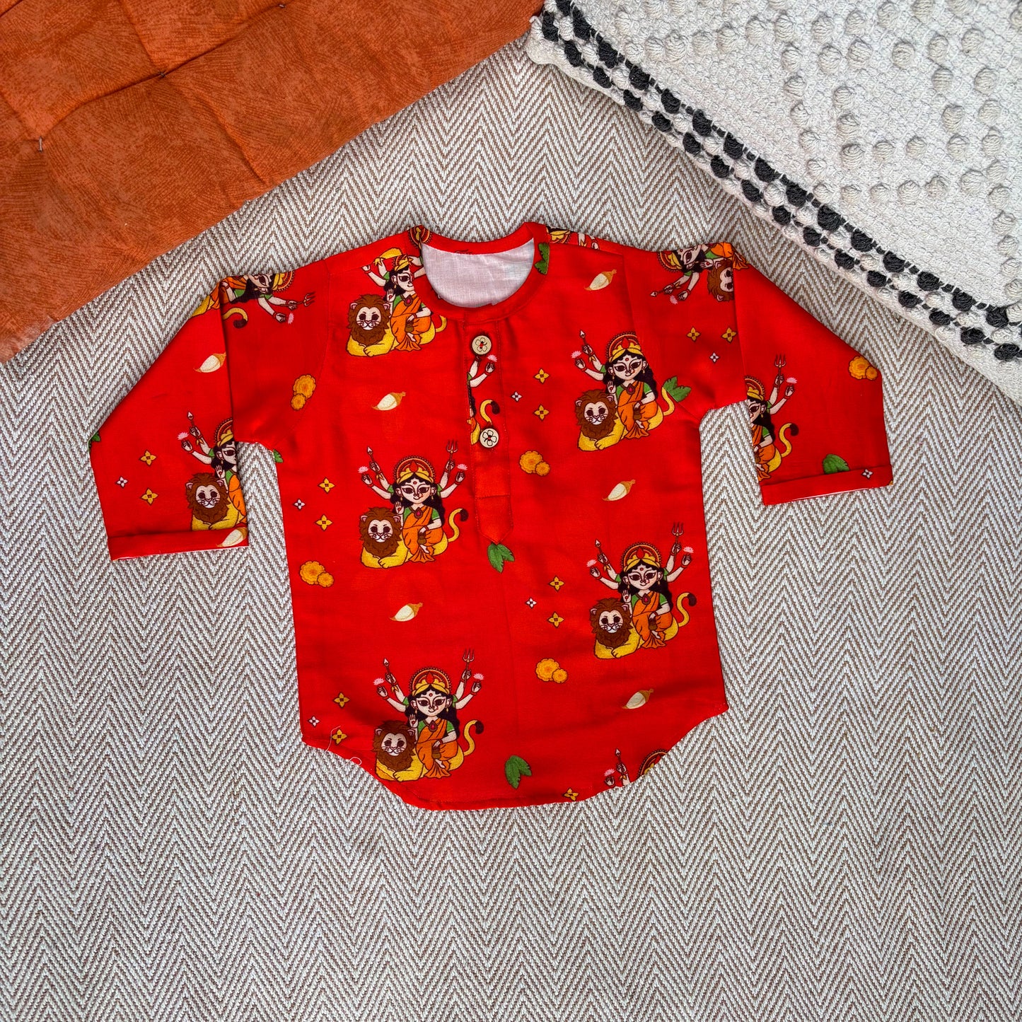 Chanderi Unisex 'Goddess Durga' Kurta Set